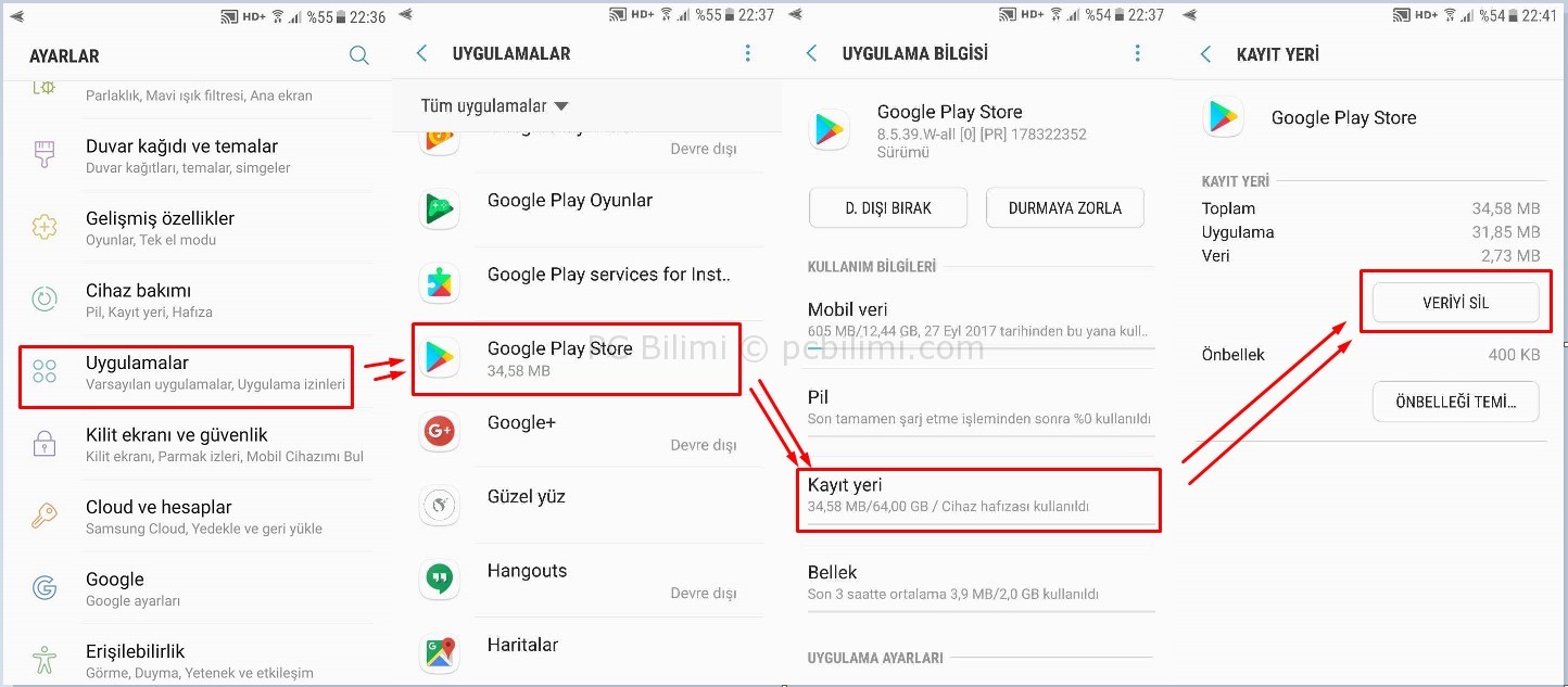 google play store hatalari ve cozumleri